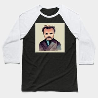 Friedrich Nietzsche portrait | Cartoon style Baseball T-Shirt